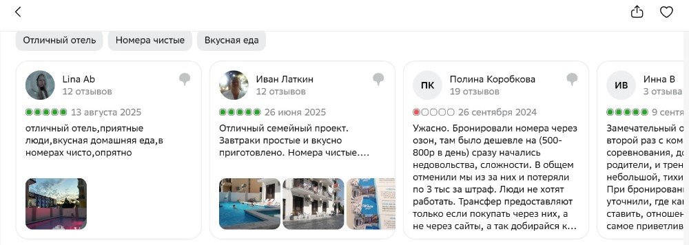 Отзывы на сайте